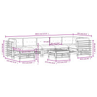 vidaXL 8-tlg. Garten-Lounge-Set mit Kissen Wei&szlig; Massivholz