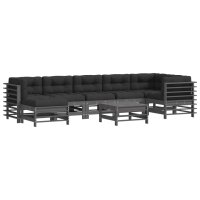 vidaXL 8-tlg. Garten-Lounge-Set mit Kissen Grau Massivholz