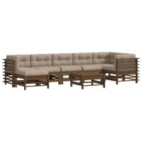 vidaXL 8-tlg. Garten-Lounge-Set mit Kissen Honigbraun Massivholz