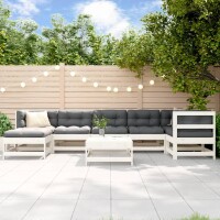 vidaXL 8-tlg. Garten-Lounge-Set mit Kissen Wei&szlig; Massivholz