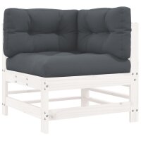 vidaXL 8-tlg. Garten-Lounge-Set mit Kissen Wei&szlig; Massivholz