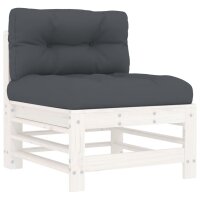 vidaXL 8-tlg. Garten-Lounge-Set mit Kissen Wei&szlig; Massivholz