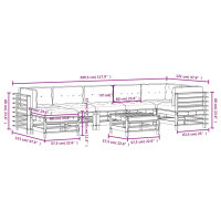 vidaXL 8-tlg. Garten-Lounge-Set mit Kissen Wei&szlig; Massivholz