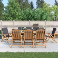 vidaXL Gartenst&uuml;hle mit Auflagen 8 Stk. Massivholz Teak