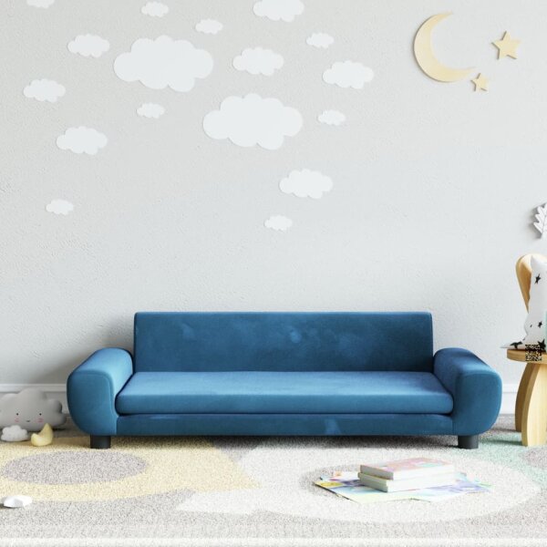 vidaXL Kindersofa Blau 100x54x33 cm Samt