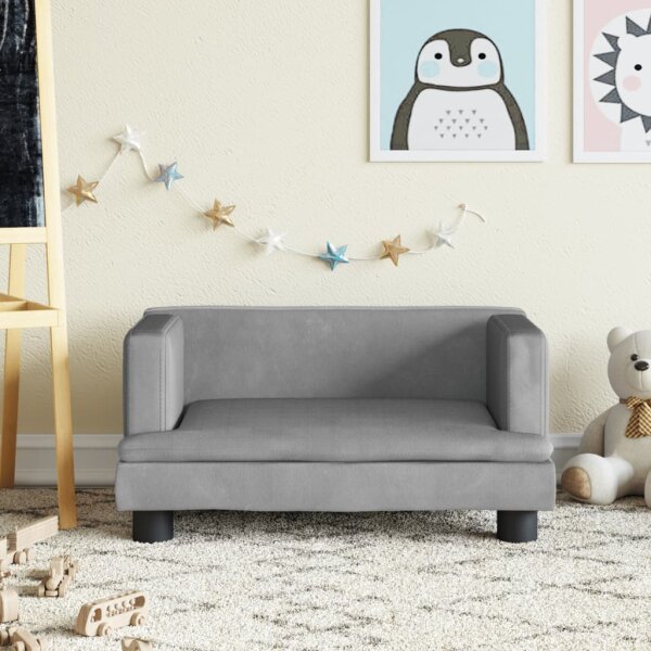 vidaXL Kindersofa Hellgrau 60x40x30 cm Samt