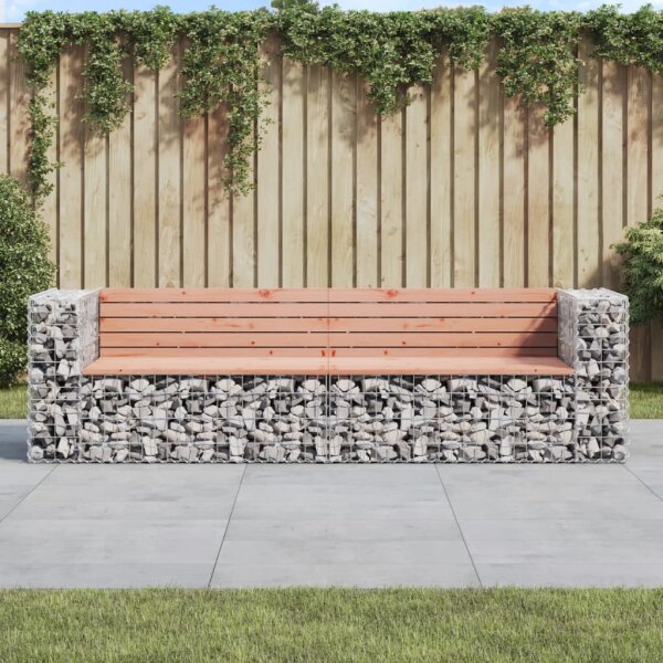 vidaXL Gartenbank aus Gabionen 244x71x65,5 cm Massivholz Douglasie