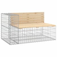 vidaXL Gartenbank aus Gabionen 244x71x65,5 cm Massivholz Kiefer