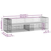 vidaXL Gartenbank aus Gabionen 244x71x65,5 cm Massivholz Kiefer