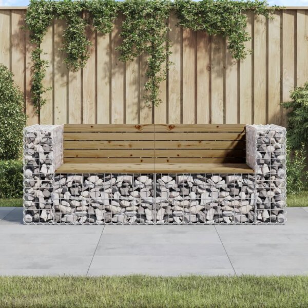 vidaXL Gartenbank aus Gabionen 184x71x65,5 cm Kiefernholz Impr&auml;gniert