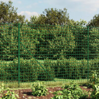 vidaXL Maschendrahtzaun mit Bodenh&uuml;lsen Gr&uuml;n 2x25 m