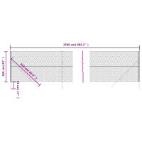 vidaXL Maschendrahtzaun Anthrazit 1,6x25 m