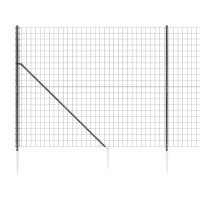 vidaXL Maschendrahtzaun mit Bodenh&uuml;lsen Anthrazit 1,6x10 m