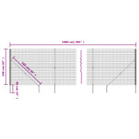 vidaXL Maschendrahtzaun mit Bodenh&uuml;lsen Anthrazit 1,6x10 m