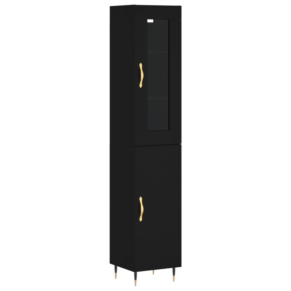 vidaXL Highboard Schwarz 34,5x34x180 cm Holzwerkstoff