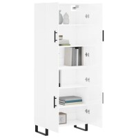 vidaXL Highboard Hochglanz-Wei&szlig; 69,5x34x180 cm Holzwerkstoff