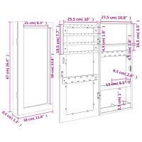 vidaXL Schmuckschrank mit Spiegel Wandmontage Schwarz 30x8,5x67 cm