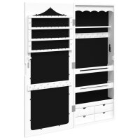 vidaXL Schmuckschrank mit Spiegel Wandmontage Wei&szlig; 37,5x10x90 cm