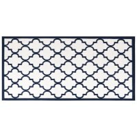 vidaXL Outdoor-Teppich Marineblau Weiß 100x200 cm Beidseitig Nutzbar