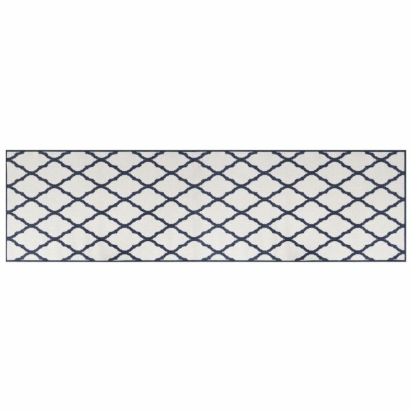 vidaXL Outdoor-Teppich Marineblau Wei&szlig; 80x250 cm Beidseitig Nutzbar