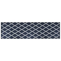 vidaXL Outdoor-Teppich Marineblau Wei&szlig; 80x250 cm Beidseitig Nutzbar