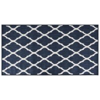 vidaXL Outdoor-Teppich Marineblau Wei&szlig; 80x150 cm Beidseitig Nutzbar