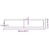 vidaXL Waschtischplatte 180x40x6 cm Massivholz Unbehandelt