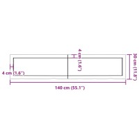 vidaXL Waschtischplatte Dunkelgrau 140x30x4 cm Massivholz Behandelt