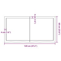 vidaXL Tischplatte 120x60x4 cm Massivholz Eiche Unbehandelt