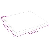 vidaXL Tischplatte Hellbraun 60x60x2 cm Massivholz Eiche Behandelt