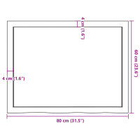 vidaXL Tischplatte Dunkelgrau 80x60x4 cm Massivholz Eiche Behandelt