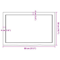 vidaXL Tischplatte Dunkelgrau 80x50x6 cm Massivholz Eiche Behandelt