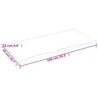 vidaXL Tischplatte Dunkelgrau 100x50x2 cm Massivholz Eiche Behandelt