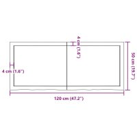 vidaXL Tischplatte Dunkelgrau 120x50x6 cm Massivholz Eiche Behandelt