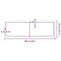 vidaXL Tischplatte Dunkelgrau 160x50x6 cm Massivholz Eiche Behandelt