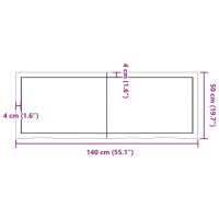 vidaXL Tischplatte Dunkelgrau 140x50x4 cm Massivholz Eiche Behandelt