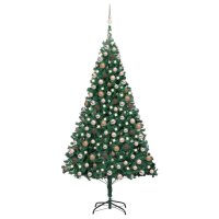 vidaXL K&uuml;nstlicher Weihnachtsbaum mit LEDs &amp; Kugeln Gr&uuml;n 240 cm