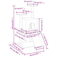 vidaXL Kratzbaum mit Sisal-Kratzs&auml;ulen Hellgrau 110 cm