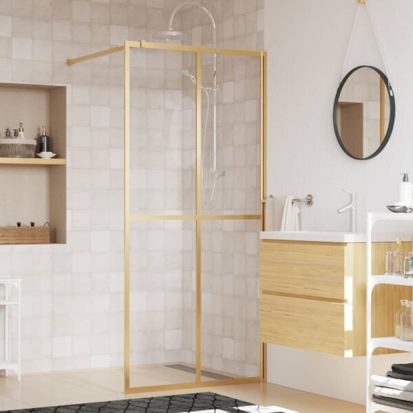 vidaXL Duschwand f&uuml;r Begehbare Dusche ESG Klarglas Golden 100x195cm