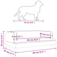 vidaXL Hundebett Hellgrau 80x45x30 cm Samt