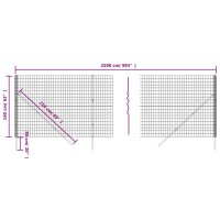 vidaXL Maschendrahtzaun Anthrazit 1,6x25 m Verzinkter Stahl