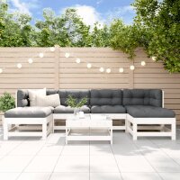 vidaXL 7-tlg. Garten-Lounge-Set mit Kissen Wei&szlig; Massivholz