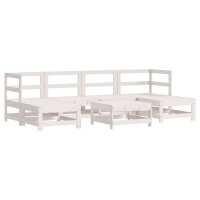 vidaXL 7-tlg. Garten-Lounge-Set mit Kissen Wei&szlig; Massivholz