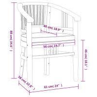 vidaXL 3-tlg. Garten-Essgruppe Massivholz Teak