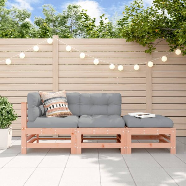 vidaXL 3-tlg. Garten-Lounge-Set mit Kissen Massivholz Douglasie