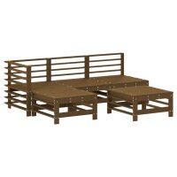 vidaXL 5-tlg. Garten-Lounge-Set mit Kissen Honigbraun Massivholz