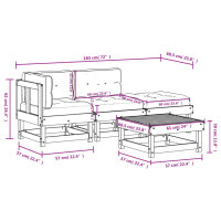 vidaXL 4-tlg. Garten-Lounge-Set mit Kissen Wei&szlig; Massivholz