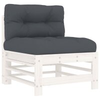 vidaXL 7-tlg. Garten-Lounge-Set mit Kissen Wei&szlig; Massivholz