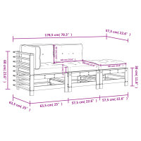 vidaXL 3-tlg. Garten-Lounge-Set mit Kissen Kiefernholz Impr&auml;gniert