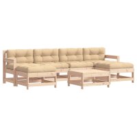 vidaXL 7-tlg. Garten-Lounge-Set mit Kissen Massivholz